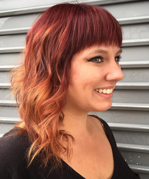 Burgundy To Copper Ombre For Medium Hair