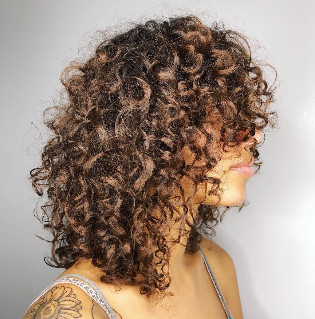 Medium Natural Layered Curly Cut