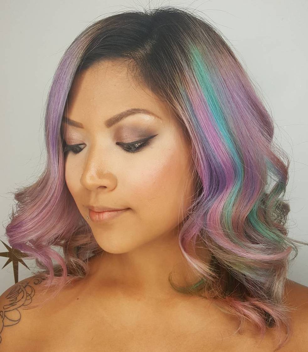 Lavender Hair with Pink Highlights