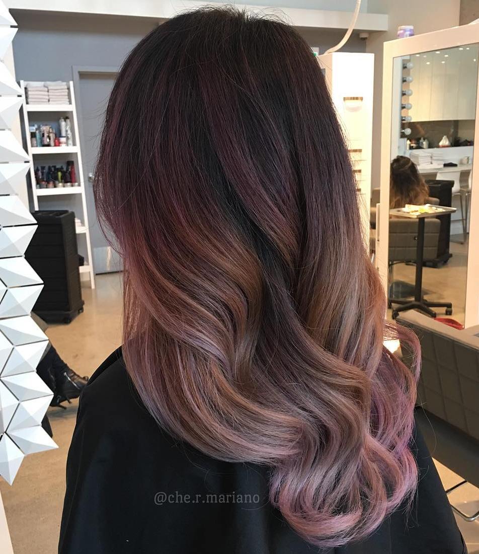 Brown And Pastel Pink Ombre Balayage