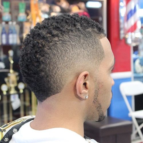 short black haircut with faded sides for men