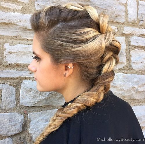 french braid mohawk hairstyle for long hair