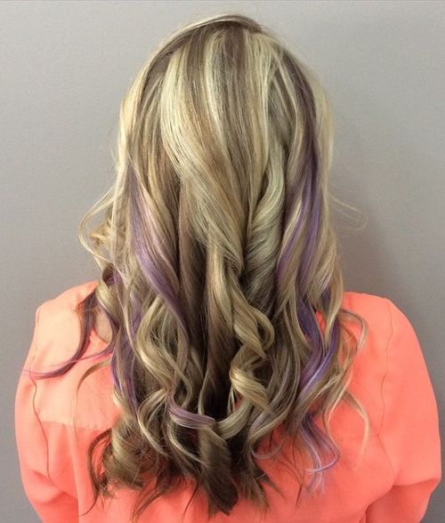 brown blonde hair with lavender highlights