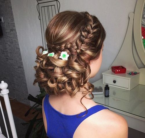 low curly updo for bridesmaids