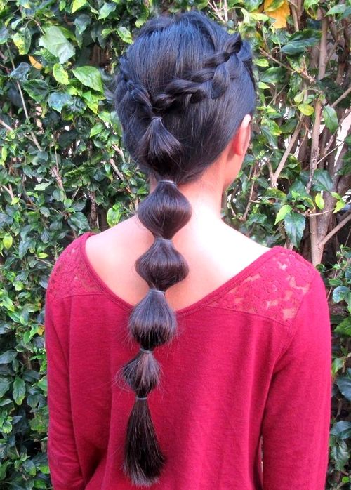 bubble ponytail for long hair