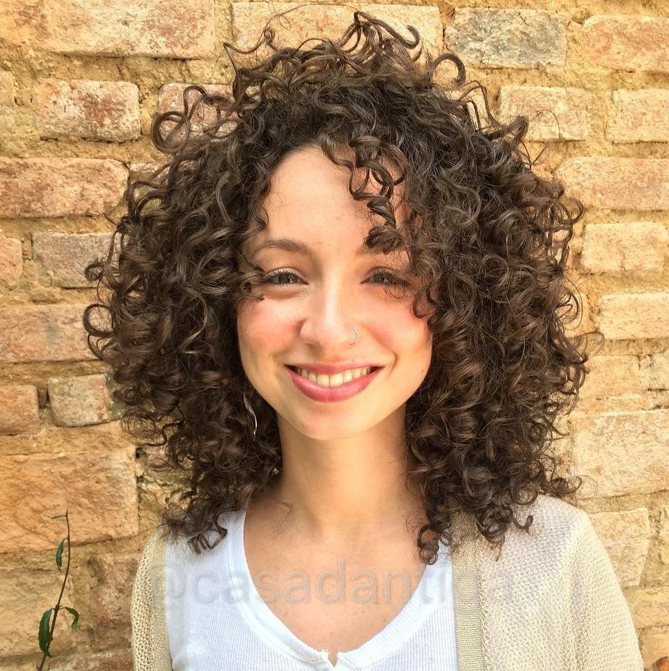 Shoulder Length Brown Curly Hairstyle