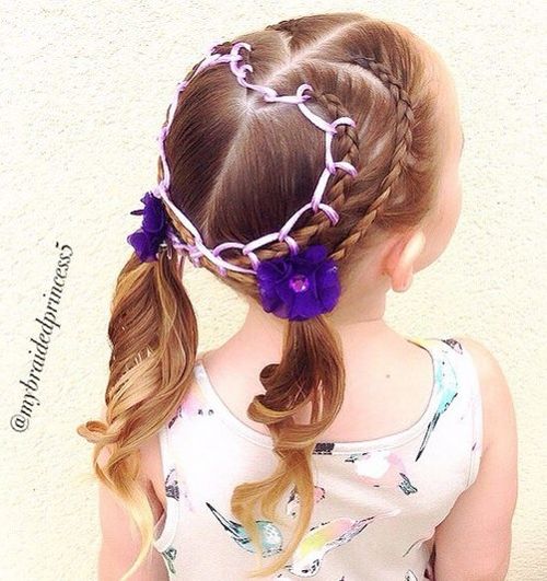 braids with ribbons and pigtails