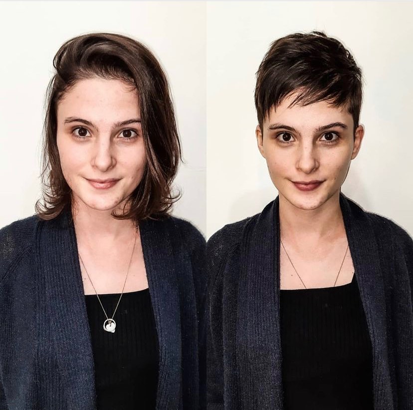 Pixie Cut Before and After