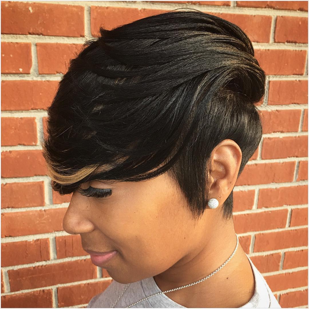 black weave with bangs