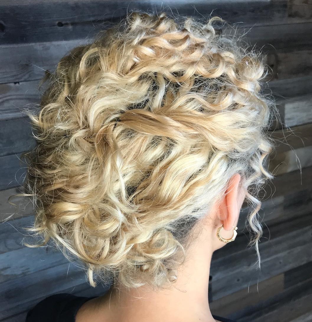 Messy Blonde Updo for Curly Hair