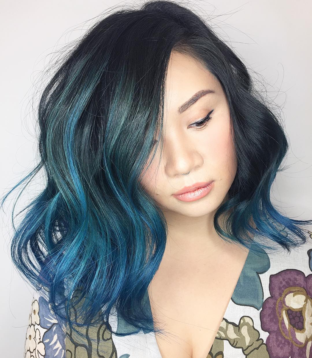 black and blue wavy hairstyle