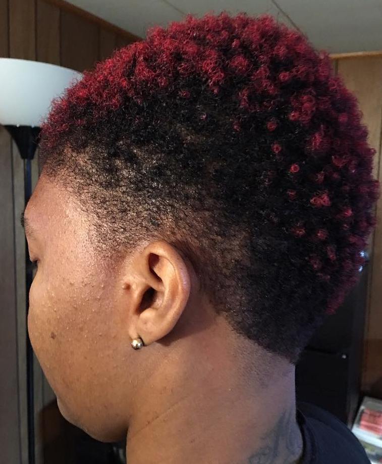 short cherry red afro