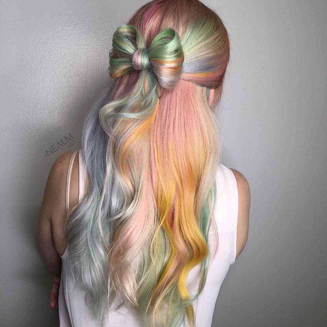 Half Up Bow Updo For Pastel Hair