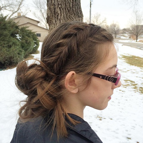 Side Messy Bun And Braid Updo 