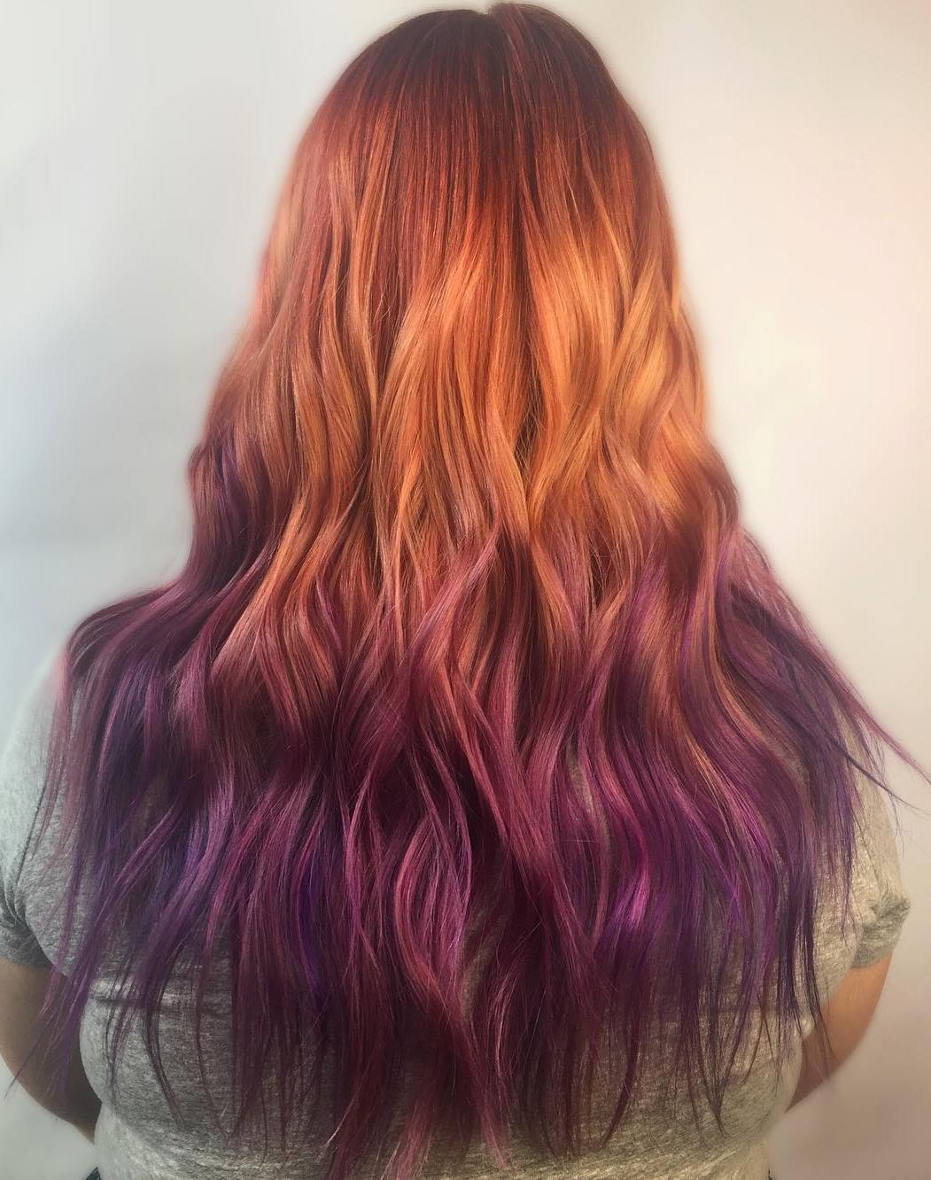 Copper To Purple Ombre Hair