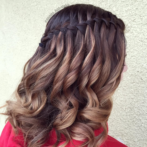waterfall braid for balayage hair