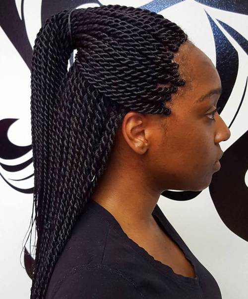 half up ponytail for Senegalese twists