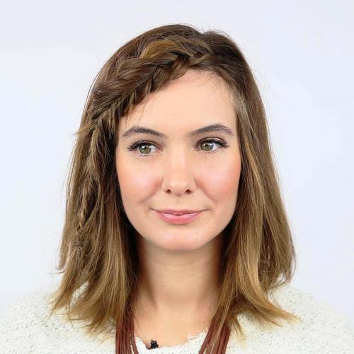 simple medium length hairstyle with braided bangs