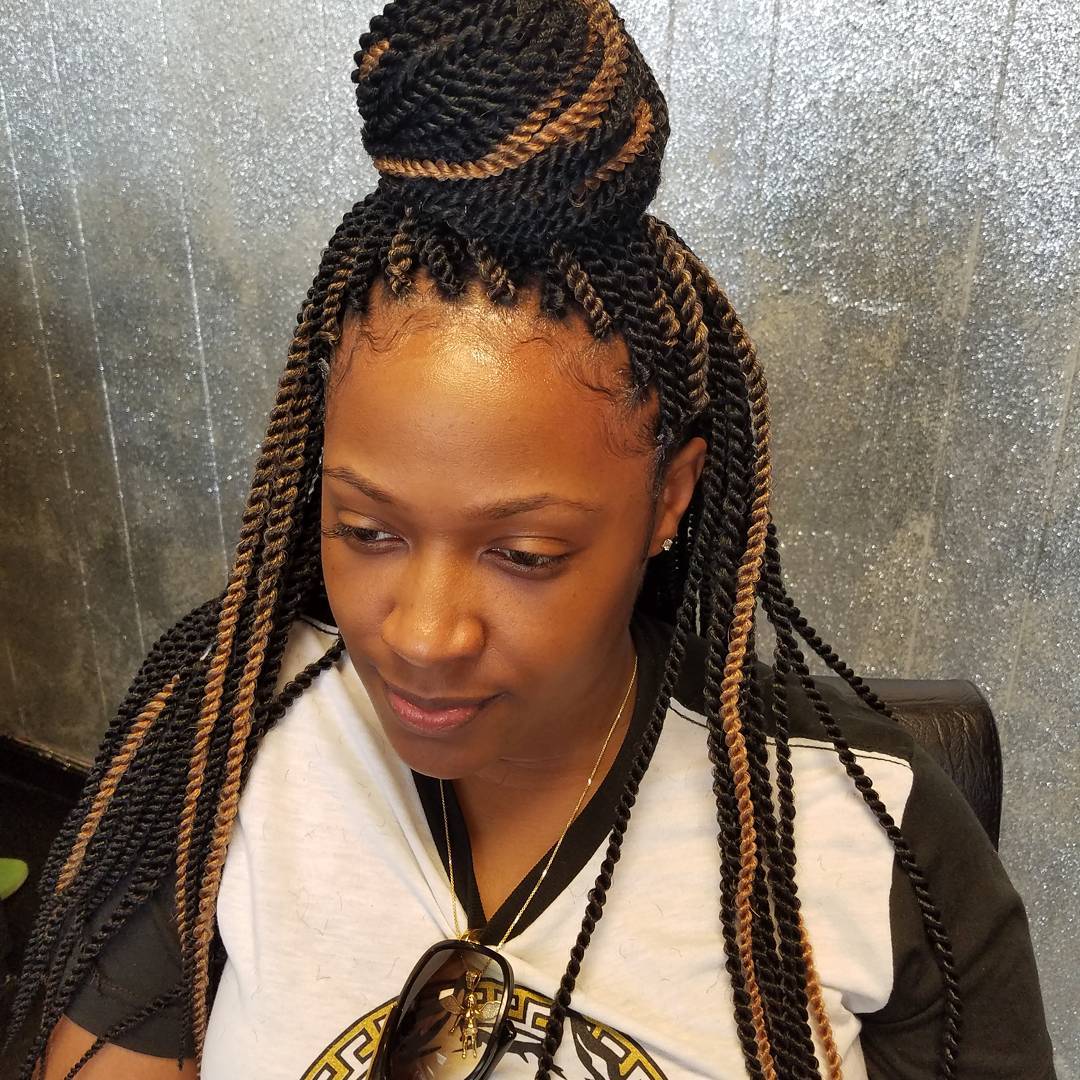 Half Up Bun For Senegalese Twists