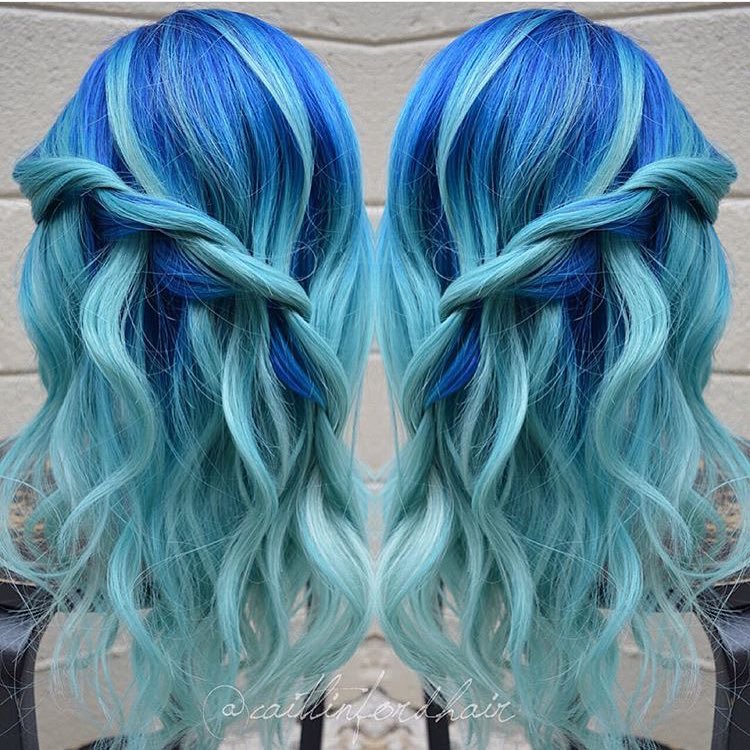 Cobalt Blue And Aquamarine Hair Color