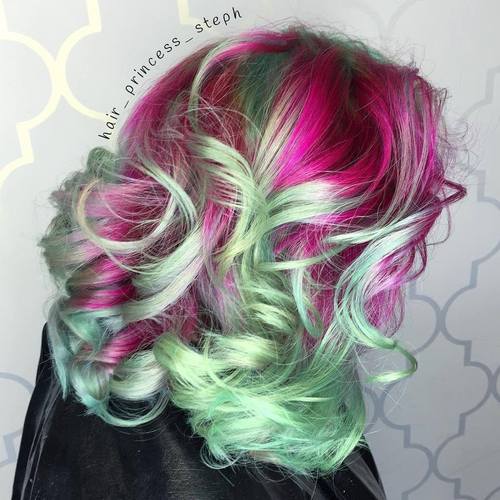 Pink And Mint Hair Color Idea