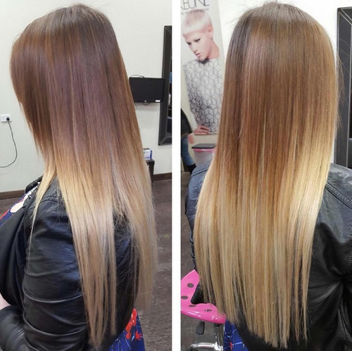 light brown to blonde ombre for long straight hair