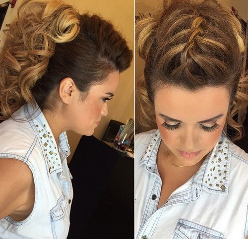 curly pony with a top braid