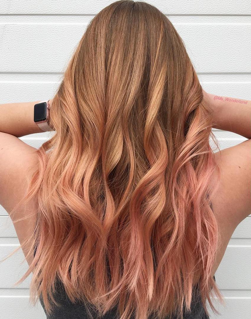 Pastel Pink Ombre For Auburn Hair