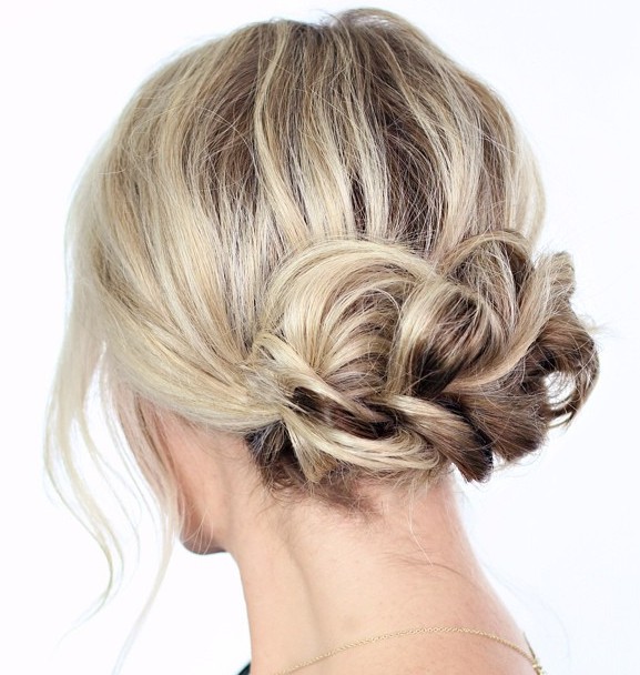 Low Braided Updo For Shorter Hair