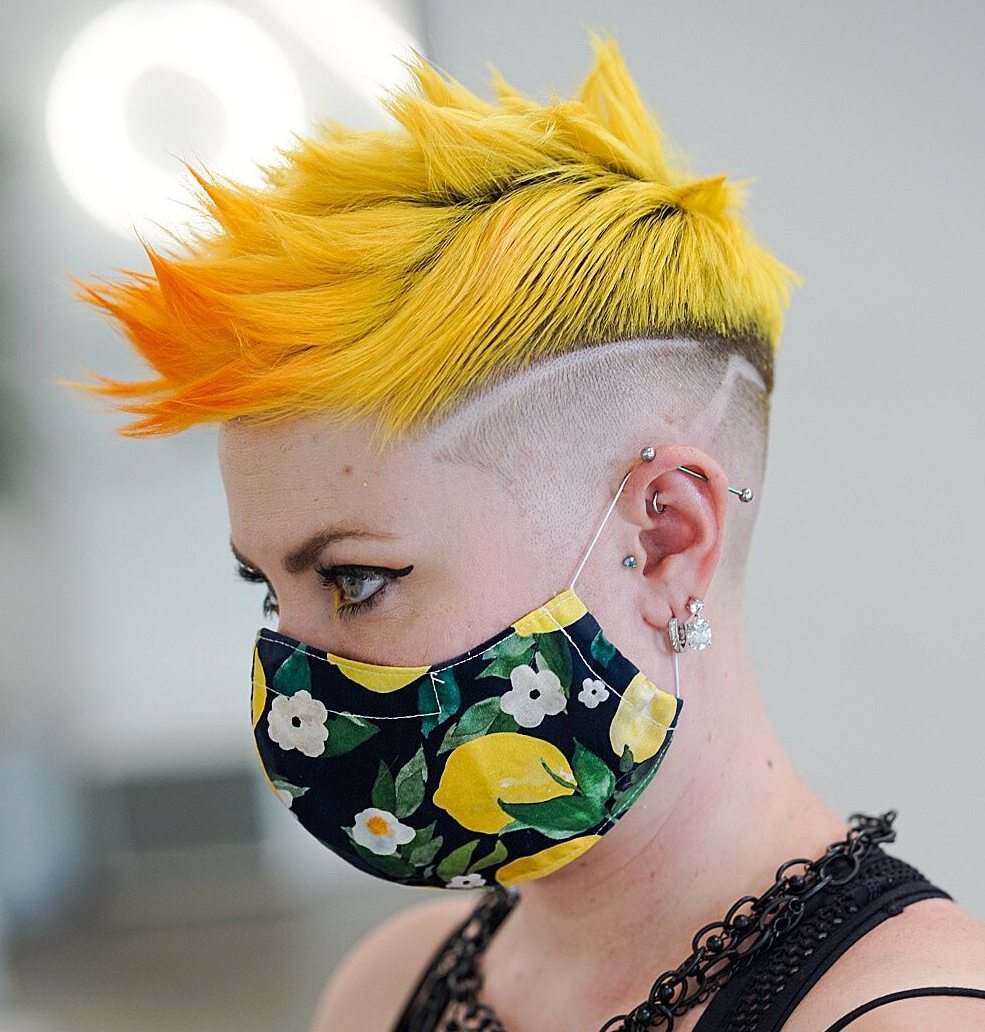 Textured Yellow Mohawk with Shaved Sides