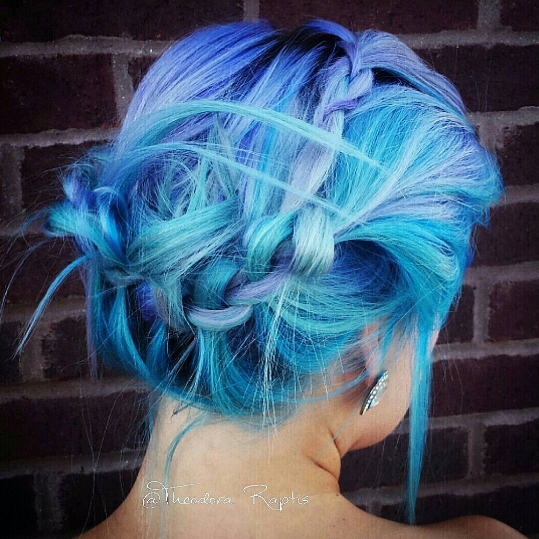 Blue And Purple Messy Updo