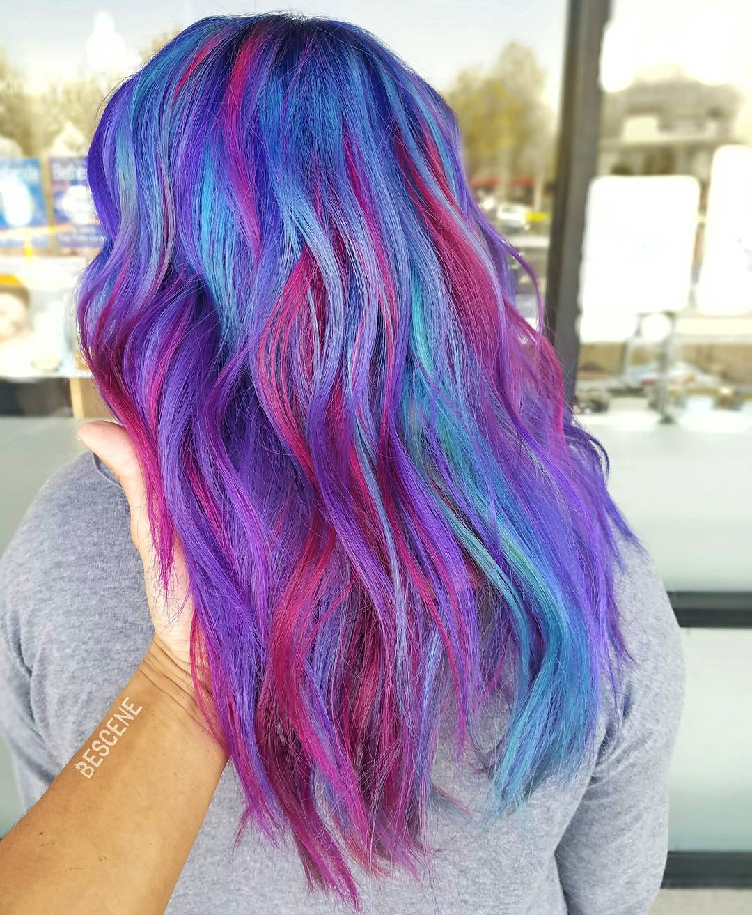 Blue, Magenta And Teal Hair Color