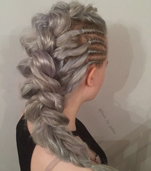 silver braided hairstyle