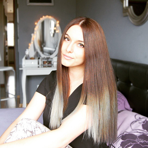 light brown hair with silver ombre
