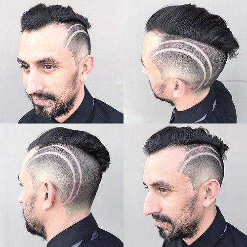 men’s hairstyle with side shaven designs 