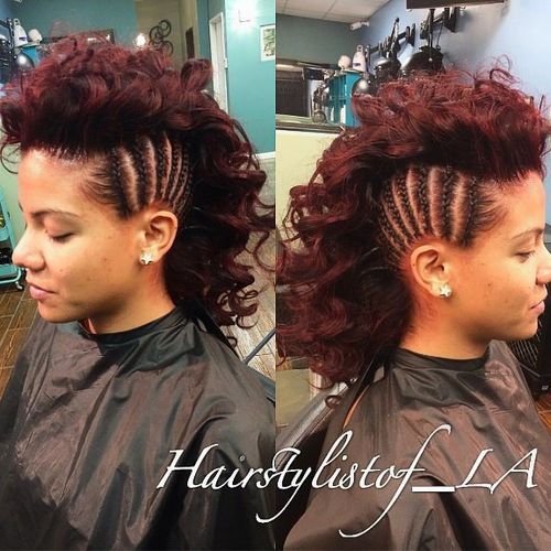 curly Mohawk with side cornrows