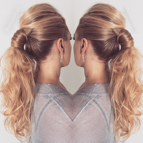 messy ponytail with a bouffant