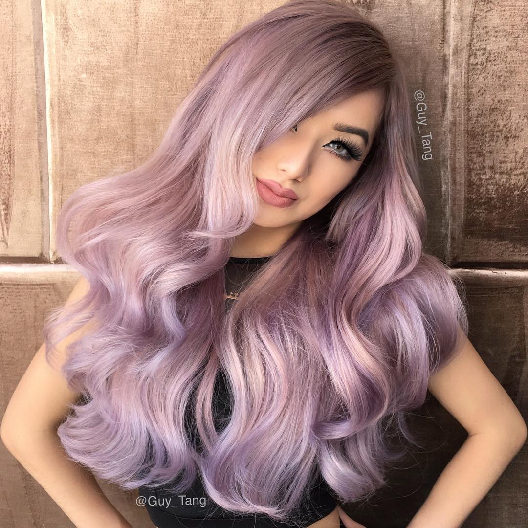 Long Pastel Purple Balayage Hair