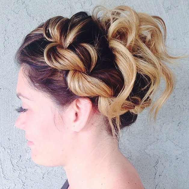 Curly Updo With A Rope Braid