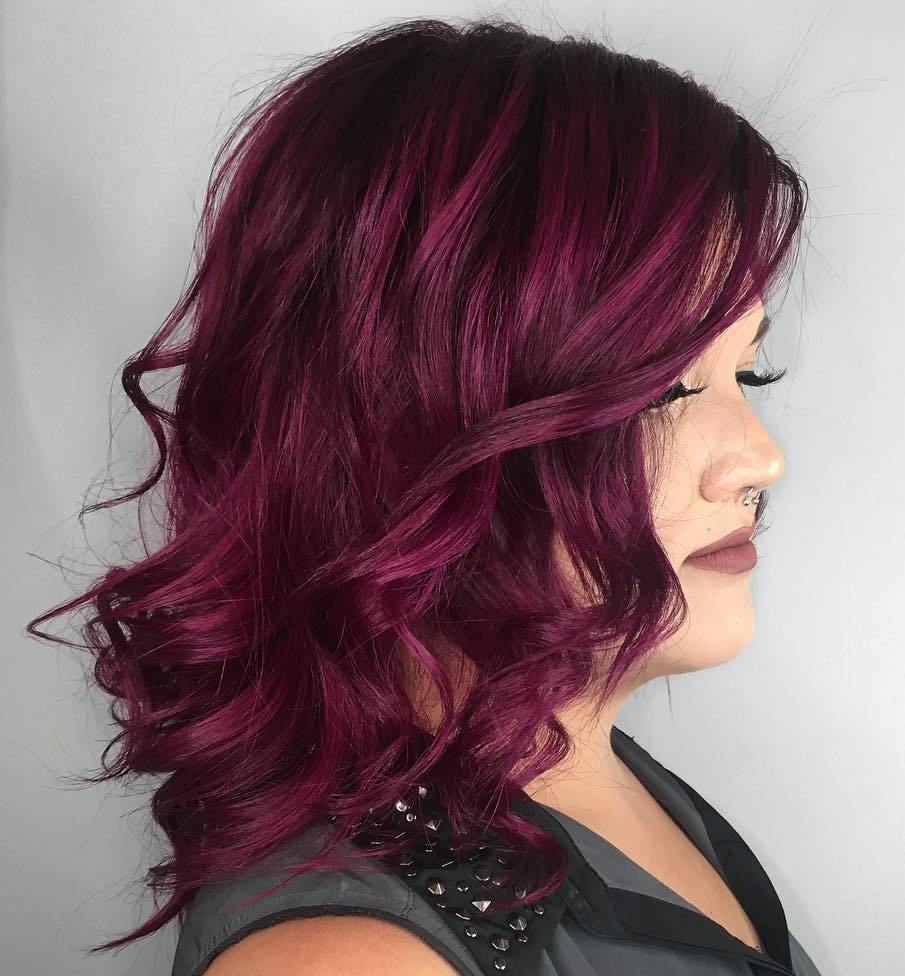 Curly Bright Burgundy Hairstyle