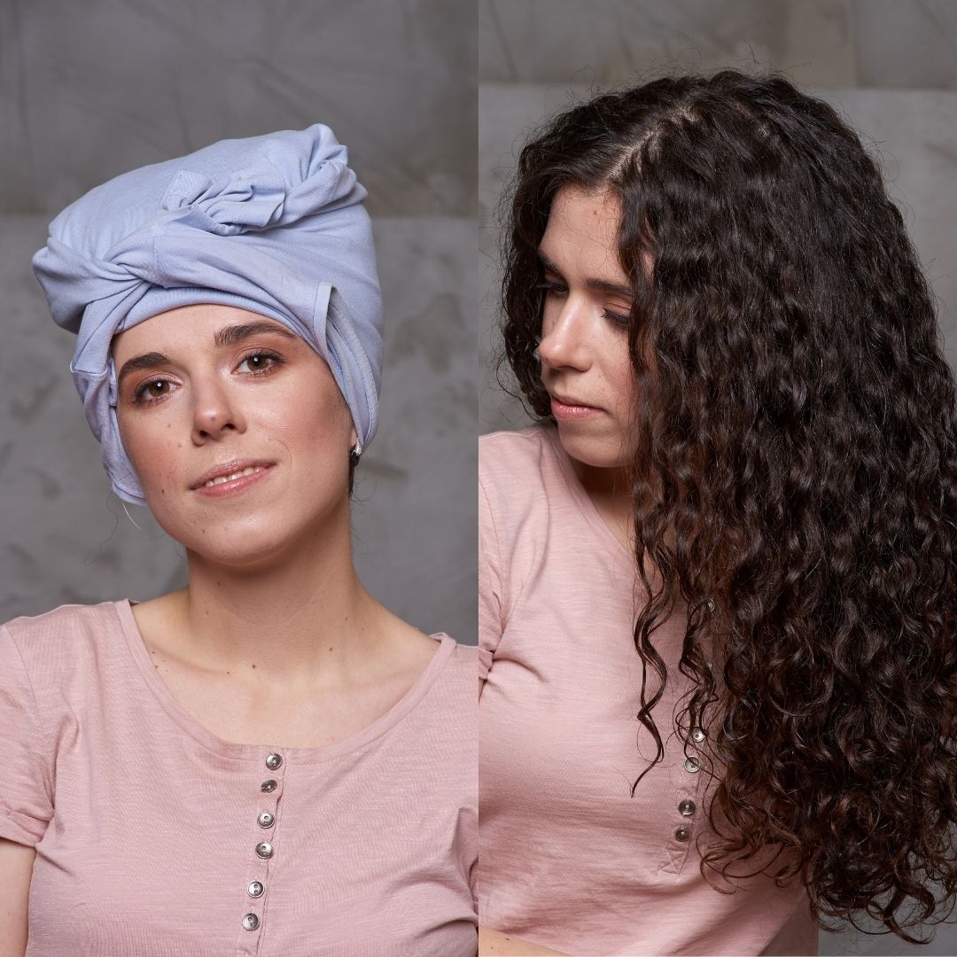Plopping Method for Curly Hair Before and After
