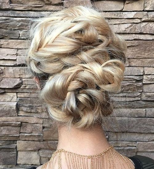 messy braided updo hairstyle