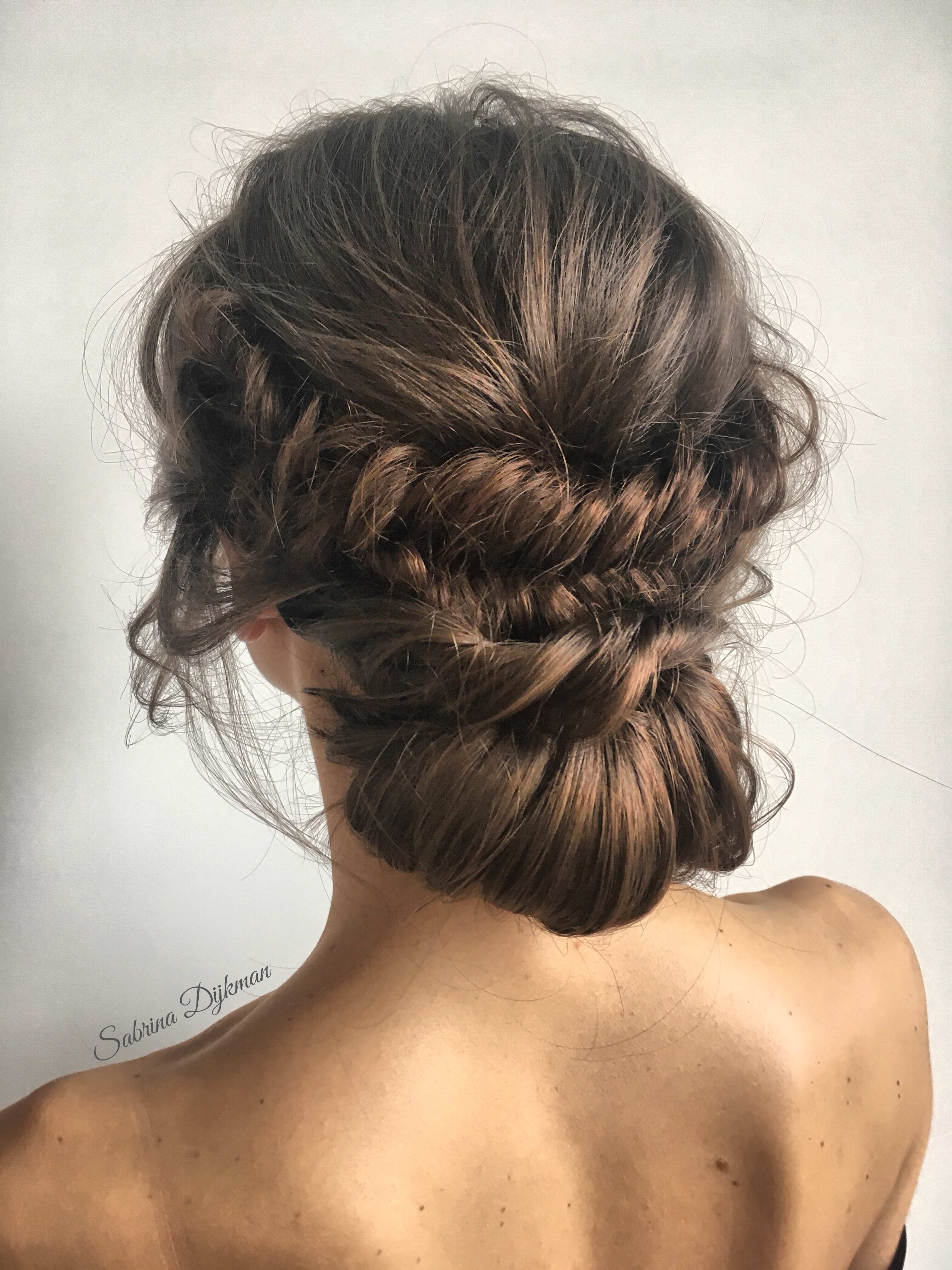 Updo with Double Braids and a Low Bun