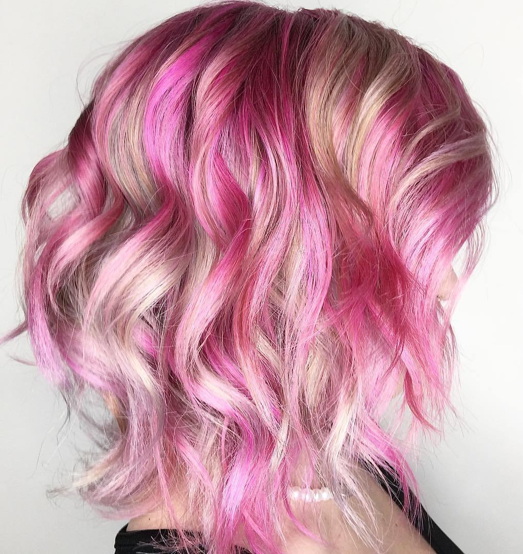 blonde and pink bob