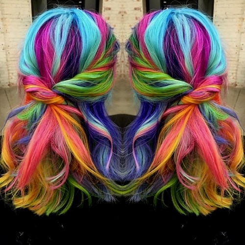 Medium Length Rainbow Hair