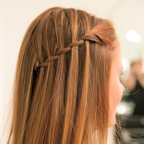 easy and creative waterfall braid hairstyle