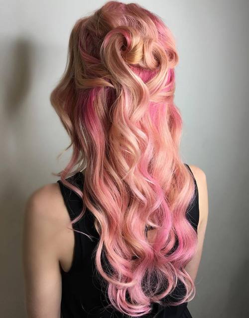 Two-Tone Pastel Pink Hair Color Idea