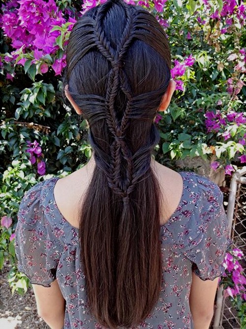 fancy braided hairstyle for girls