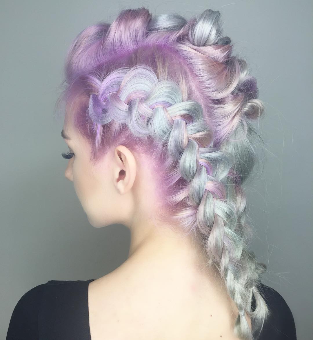Lilac And Mint Braided Hairstyle