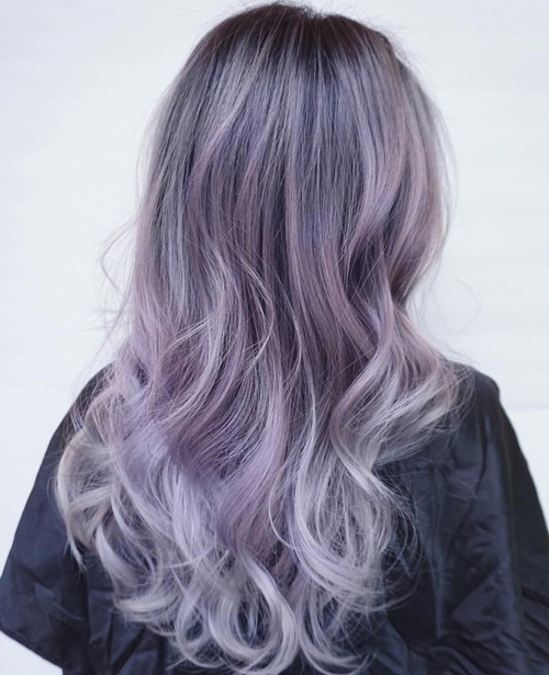 purple blonde hair with black roots